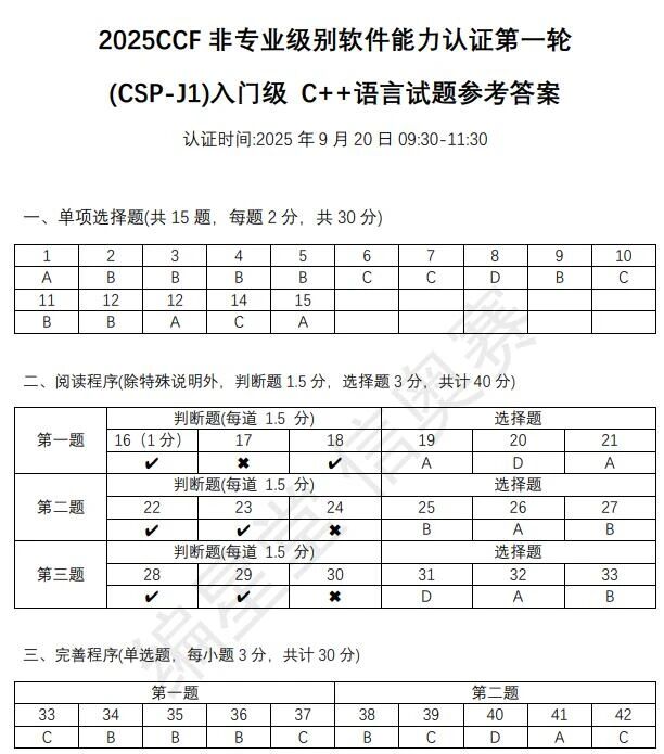 2025年CSP-J入门组第一轮真题答案_https://www.50712.com_信息学奥赛_第3张